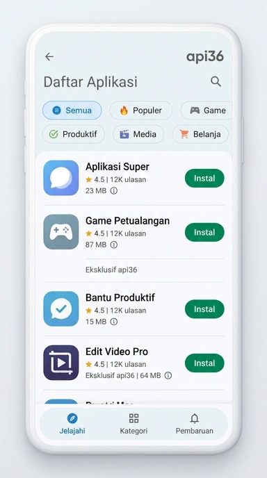 Aplikasi Populer & Kanal Uji | Katalog api36
