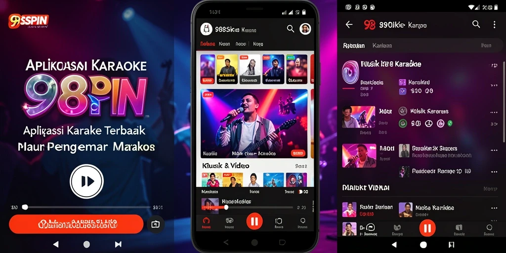 Tampilan antarmuka 98SPIN yang menarik dengan fungsi Karaoke yang lengkap.
