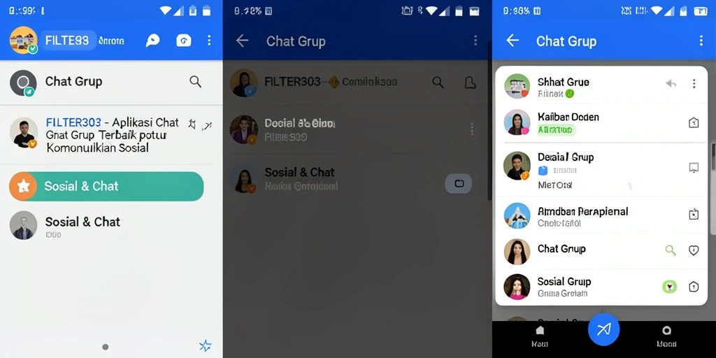 Antarmuka pengguna FILTER303 yang intuitif untuk chat grup.